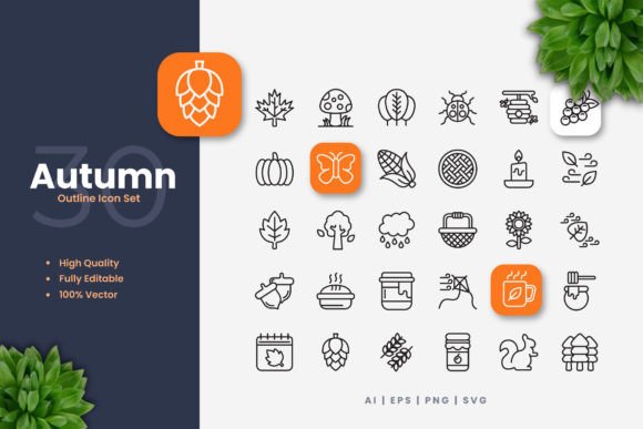Autumn Icons: A Versatile Graphic Design Asset for Seasonal Projects