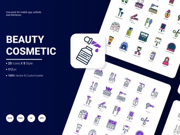 Beauty Cosmetic Icon Pack: A Stylish Graphic Asset for Modern Web Design