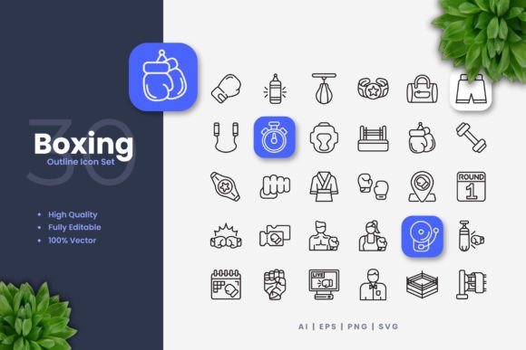 Boxing Icons: A Clean Graphic Asset for Modern Design