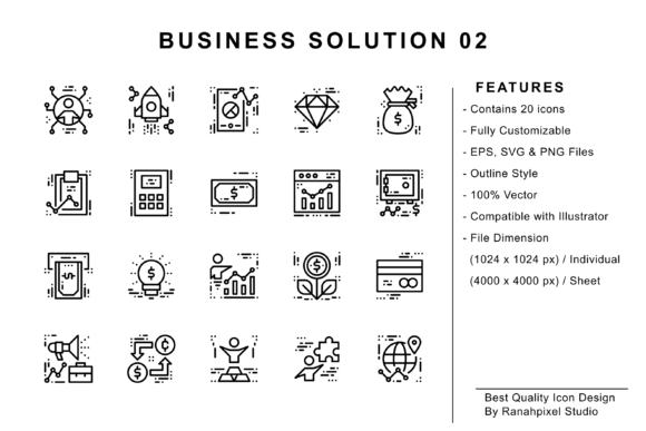 Business Solution 02 - Outline Icons for Professional Graphics