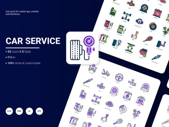 Car Service Icon Pack for Digital Sellers