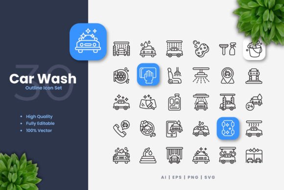 Car Wash Icons: Clean Graphics for Handmade Creations