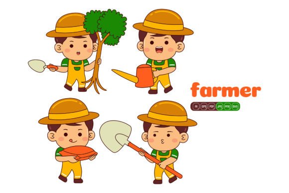 Cute Farmer Boy Vector Pack 02 – Graphics for Branding and Illustrations