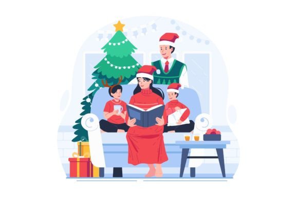 Family Reading a Book on Christmas Embroidery Review