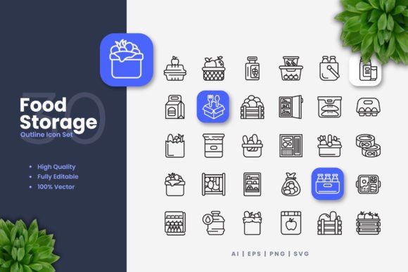 Food Storage Icons for Modern Branding and Marketing