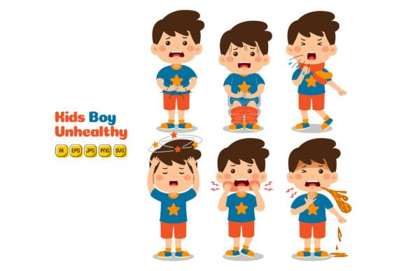 Kids Boy Unhealthy Vector Pack 01 Graphics