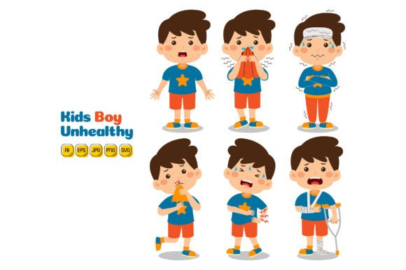 Kids Boy Unhealthy Vector Pack 02 Graphics
