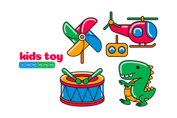 Kids Toy Vector Pack 06: A Playful Graphic Asset for Local Branding