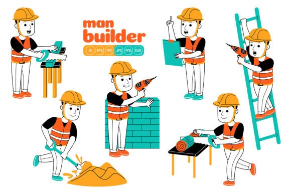 Man Builder Vector Pack 05 for Local Business Branding