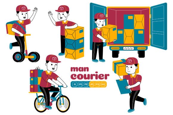 Man Courier Vector Pack 02 for Graphics and Illustrations