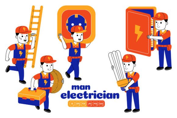 Man Electrician Vector Pack 02 for Cricut & Handmade Projects