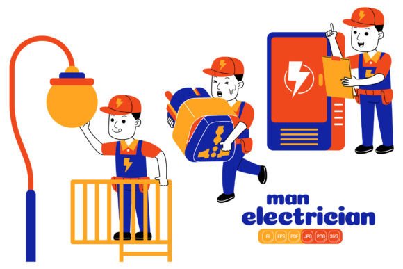 Man Electrician Vector Pack 05 for Graphics and Illustrations