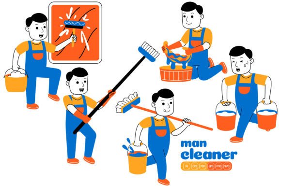 Man House Cleaner Vector Pack 03 for Cricut & Handmade Projects