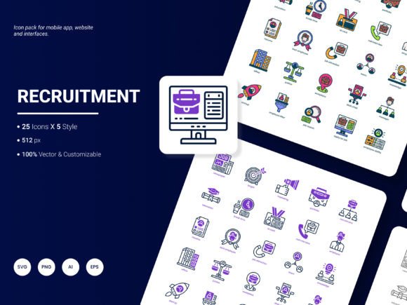 Recruitment Icon Pack: A Modern Graphic Asset for Content Creators