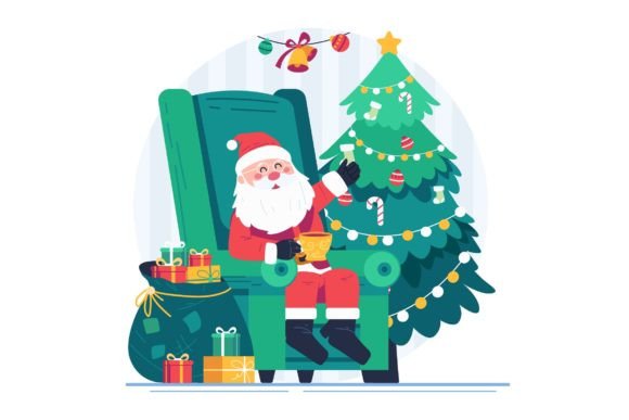 Santa Claus Sitting on His Armchair