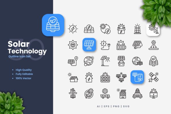 Solar Technology Icons for Small Business Branding