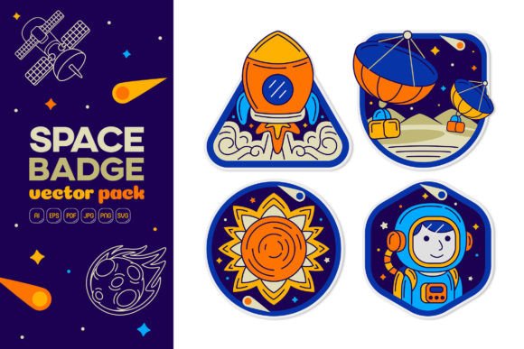 Space Badge Vector Pack 02: A Graphic Asset for Modern Content Design