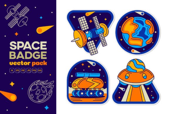 Space Badge Vector Pack 04 Graphics for Crafters