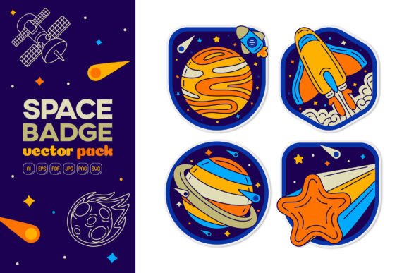 Space Badge Vector Pack 05 Graphics for Crafters