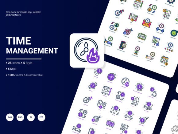 Time Management Icon Pack: Modern Graphics for Content Publishing