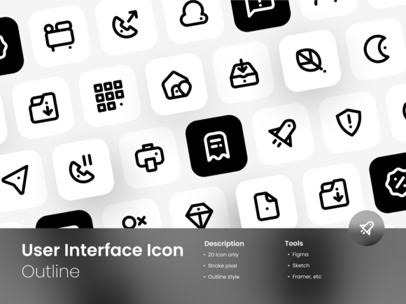 User Interface Icon Pack Outline Style for Graphics and UX Design