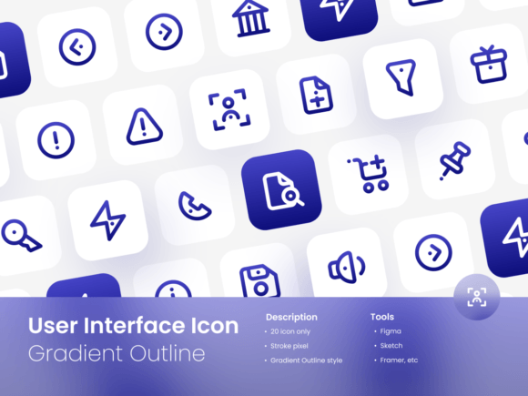 User Interface Icon Set Gradient Outline for Graphics and Ux And Ui Kits