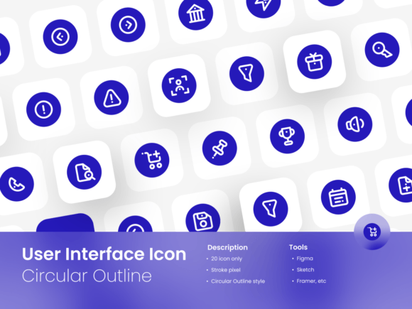 User Interface Icons Circular Outline for Graphics and Ux And Ui Kits