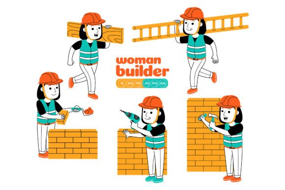 Woman Builder Vector Pack 01: A Graphic Design Asset for Handmade Creations