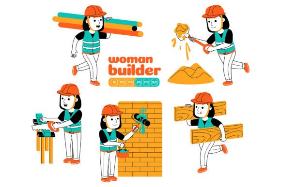 Woman Builder Vector Pack 02 – A Versatile Graphics Asset for Digital Sellers