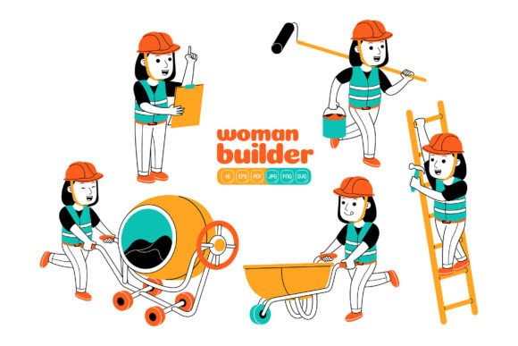 Woman Builder Vector Pack 03 - Graphics for Creative Projects