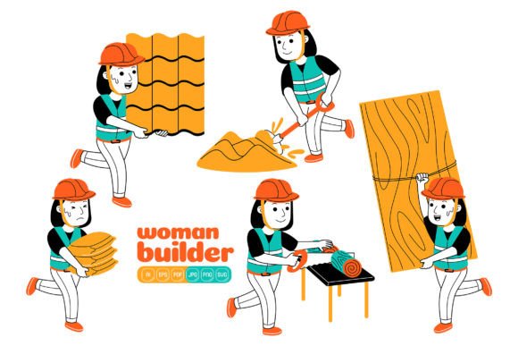 Woman Builder Vector Pack 05: A Modern Graphics Asset for Creative Publishing