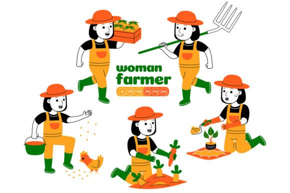 Woman Farmer Vector Pack 01 - A Graphic Design Asset for Illustrations